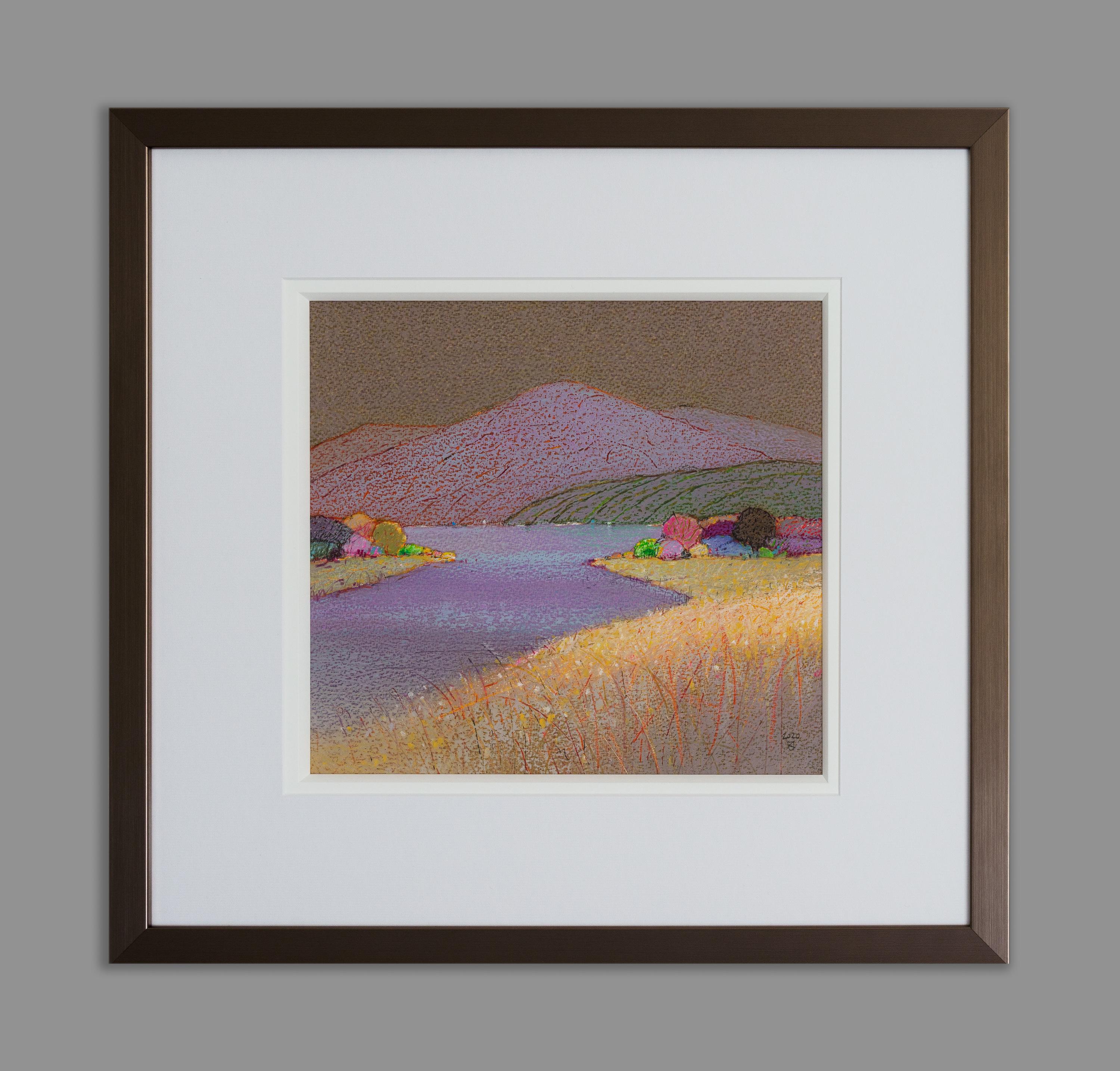 Antidepresive Landscape 2 - Contemporary Nature Oil Pastel Painting, Warm Tones - Art by Janusz Kokot