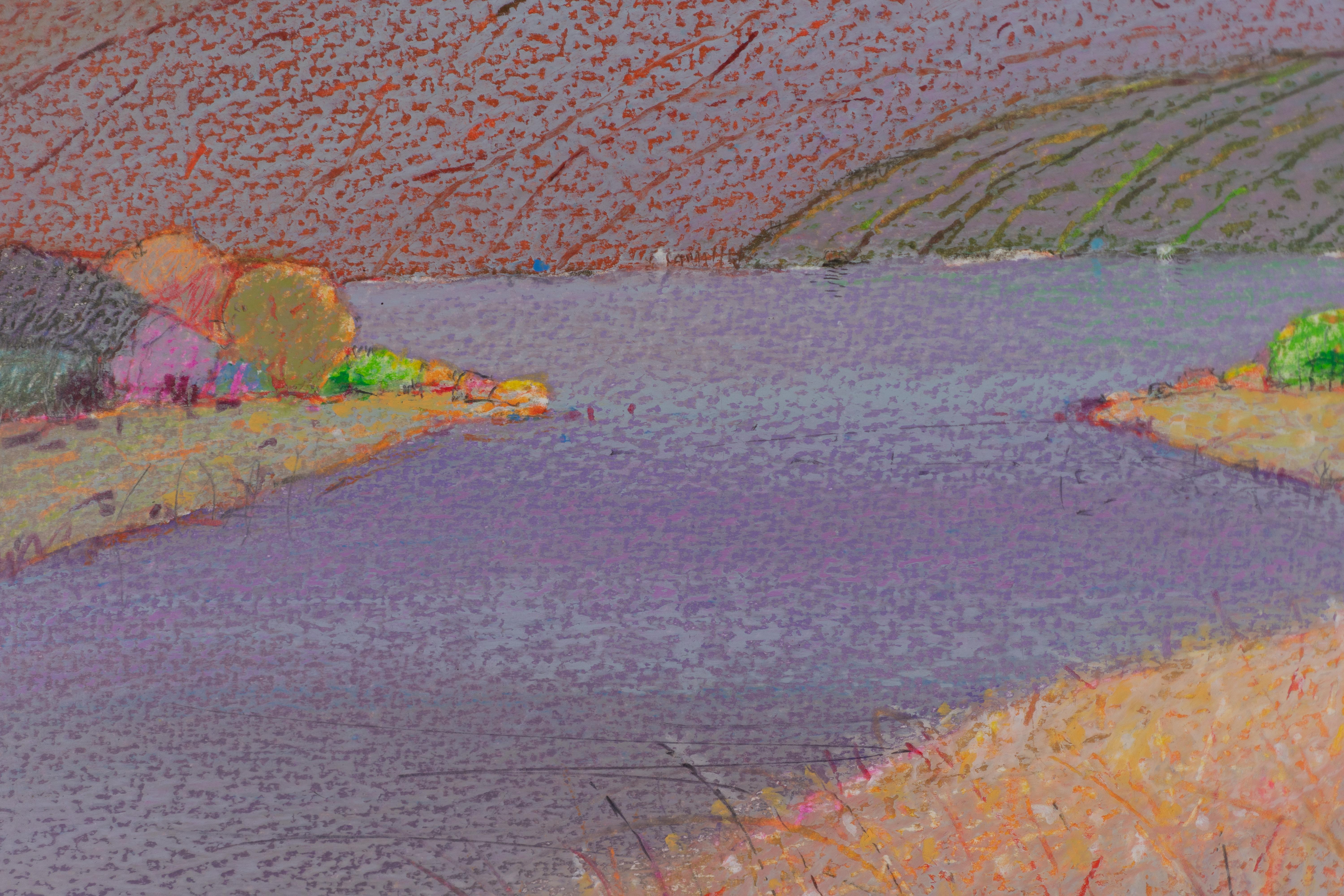 Antidepresive Landscape 2 - Contemporary Nature Oil Pastel Painting, Warm Tones 1