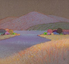 Antidepresive Landscape 2 - Contemporary Nature Oil Pastel Painting, Warm Tones