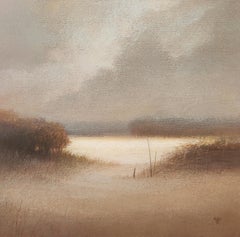 BEFORE THE STORM 2 - Contemporary Nature Oil Pastel Painting, Warm Tones, Light