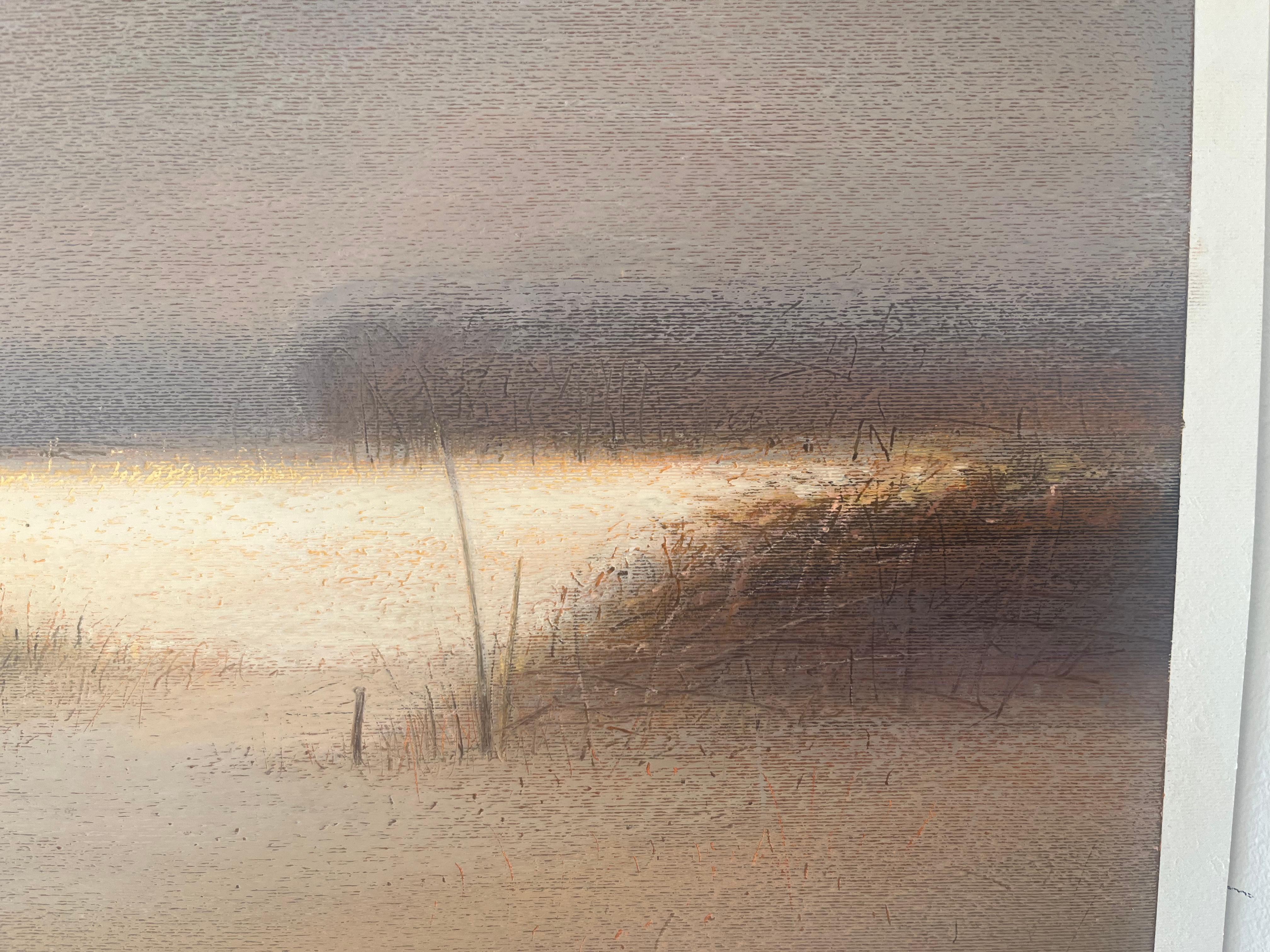ANTES DE LA TORMENTA 2 - Pintura al óleo de naturaleza contemporánea, tonos cálidos, luz en venta 1