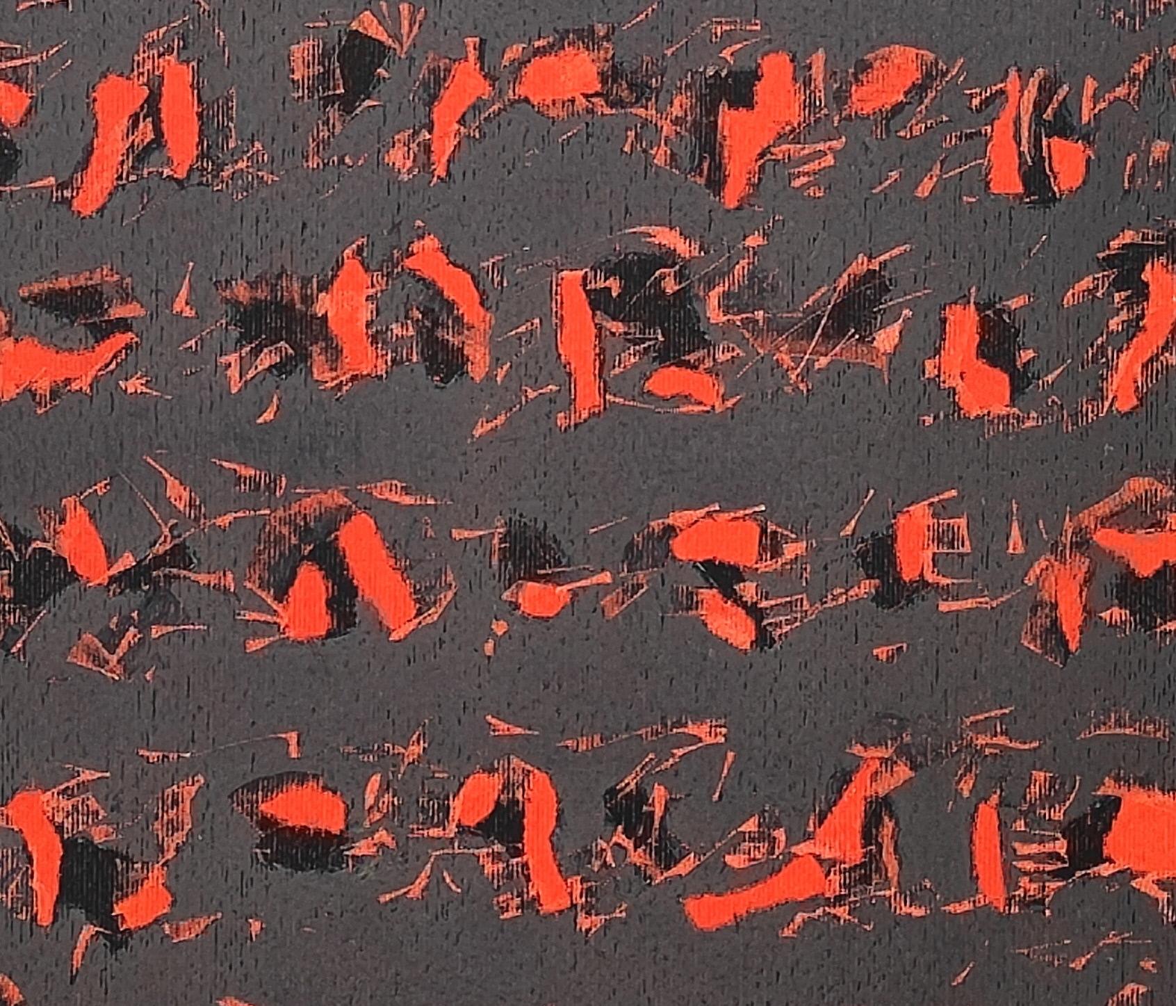 Roter Kardinal  Zeitgenössisches abstraktes, expressionistisches Öl-Pastellgemälde im Angebot 1
