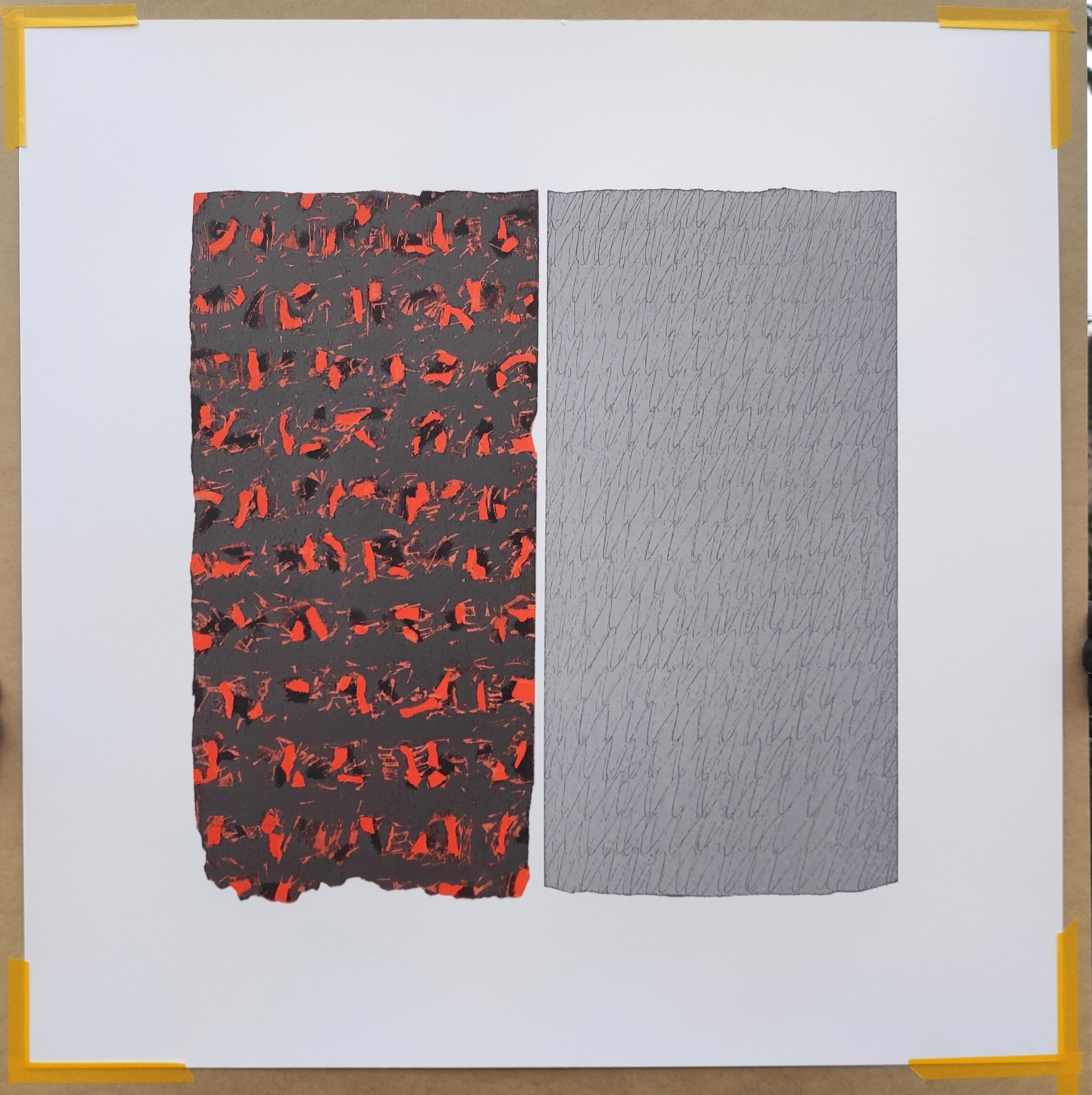 Cardinal rouge  - Peinture à l'huile abstraite expressionniste contemporaine au pastel en vente 1