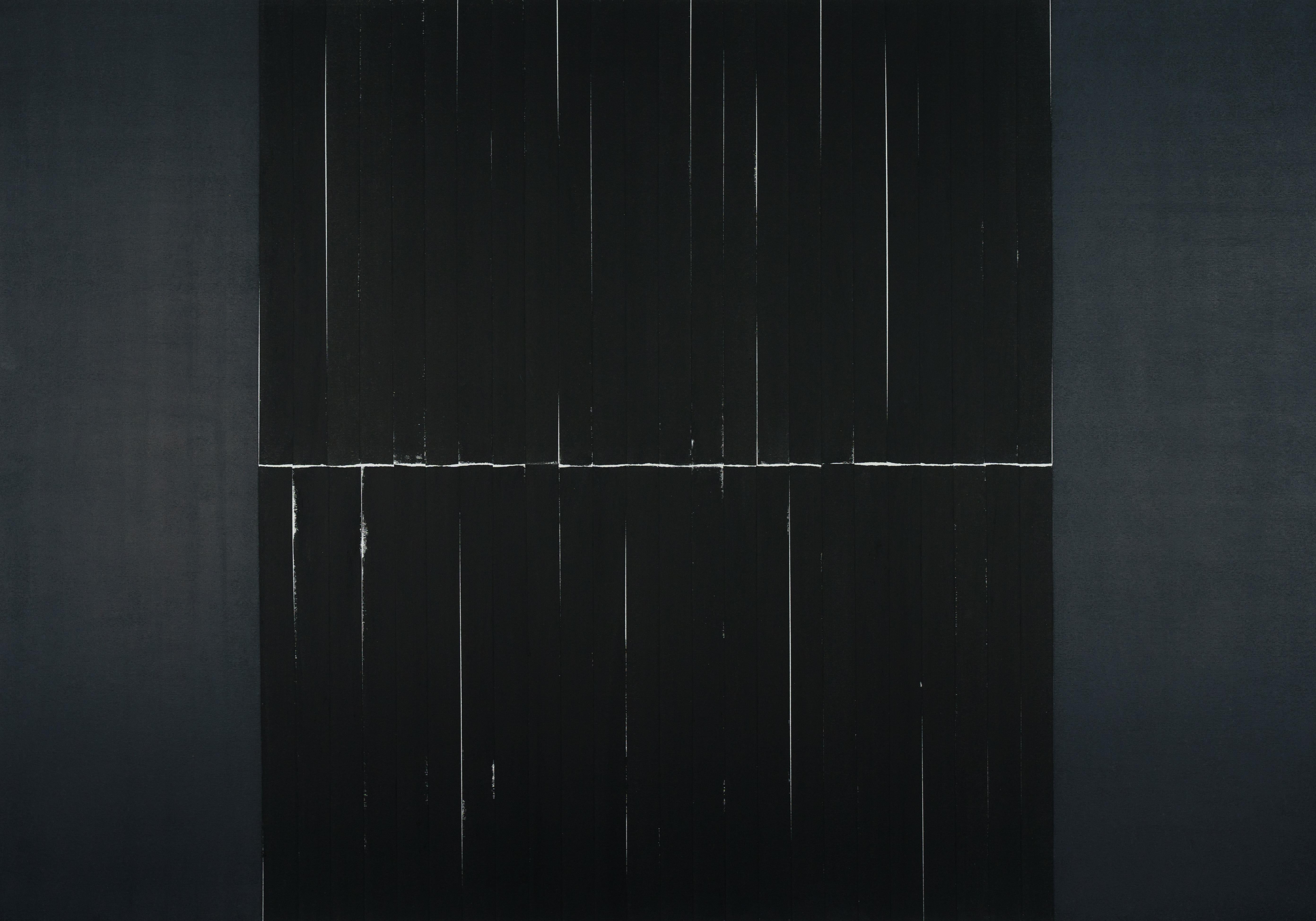 JAWS NOIR  - Peinture à l'huile abstraite expressionniste contemporaine au pastel