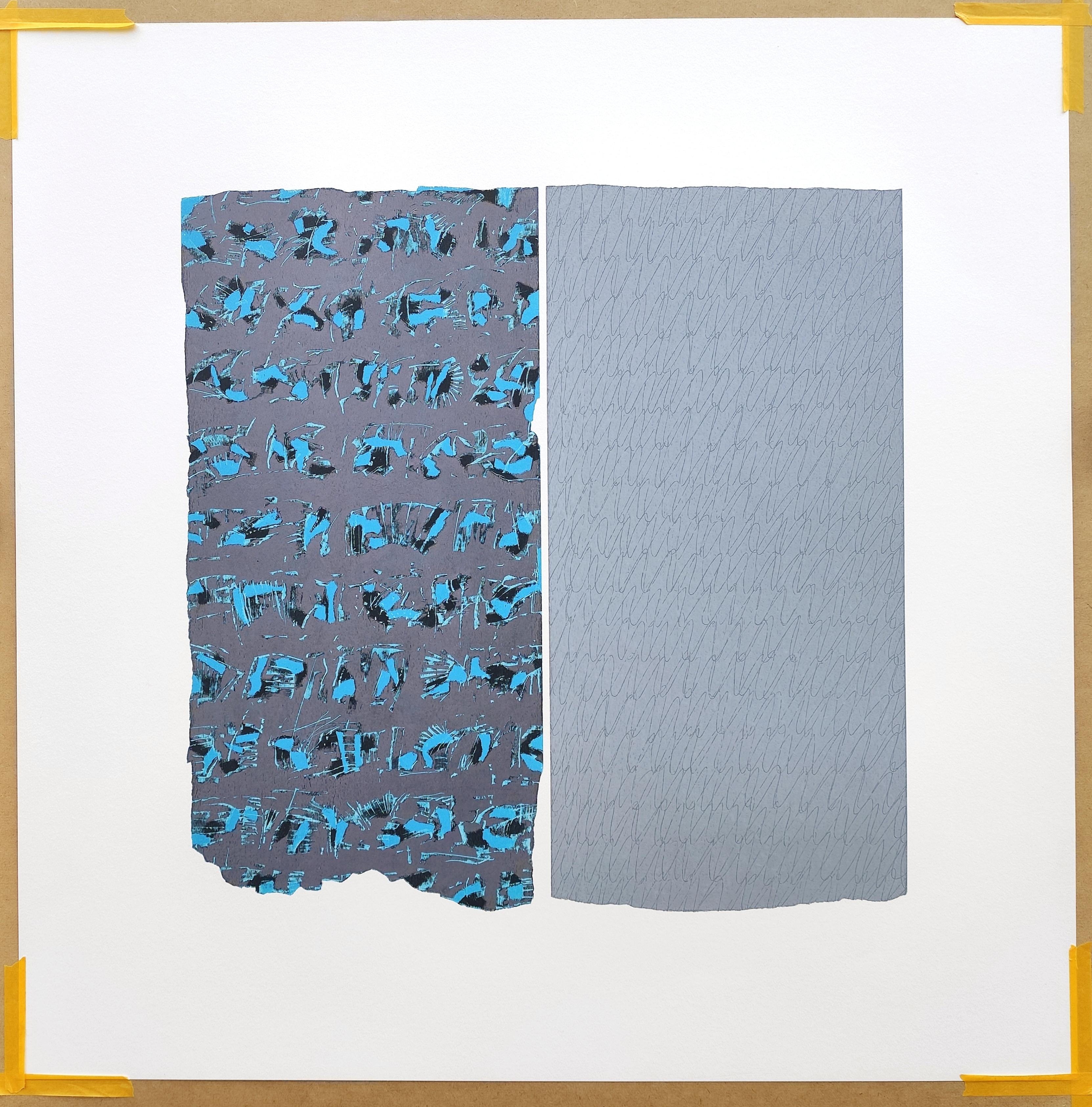 Oiseau bleu  - Peinture à l'huile abstraite expressionniste contemporaine au pastel - Contemporain Painting par Janusz Kokot