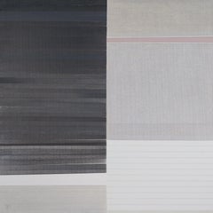 Composition With a Pink Stripe 2 - Zeitgenössische abstrakte Ölpastellmalerei