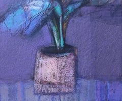 Ficus (Night)  - Contemporary Plant Oil Pastel Painting, Vibrant Colors