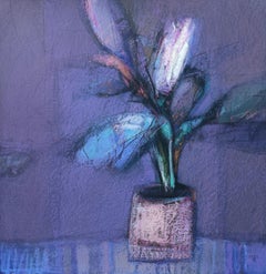 Ficus (Night)  - Contemporary Plant Oil Pastel Painting, Vibrant Colors