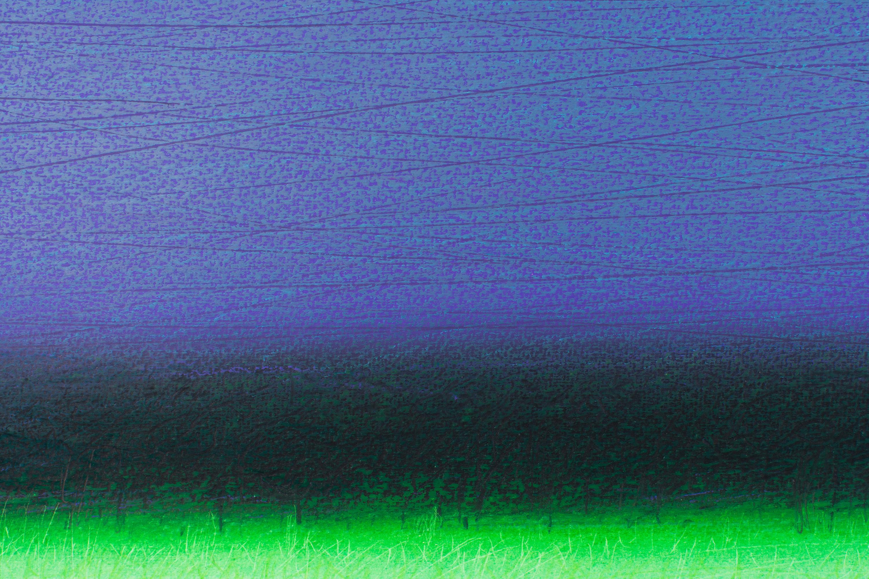 Green Savannah  - Contemporary Landscape  Oil Pastel  Painting 2