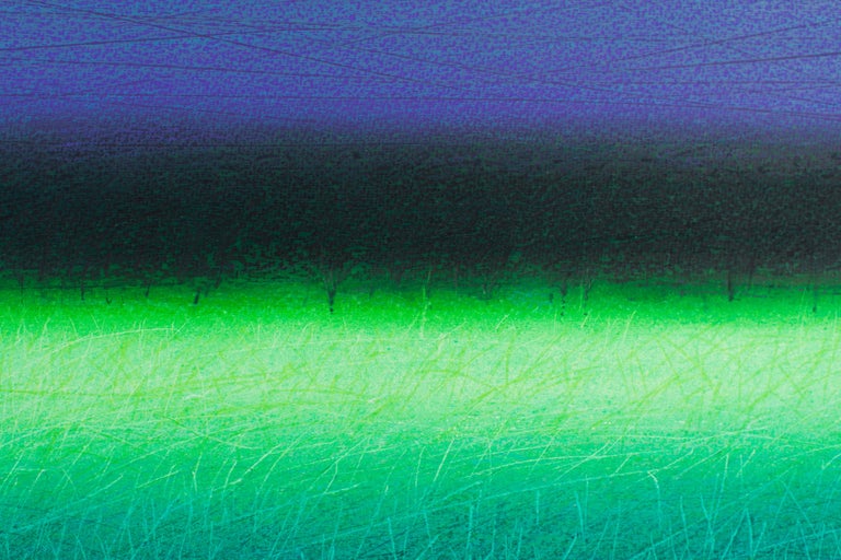 Janusz Kokot Green Savannah Contemporary Landscape Oil Pastel