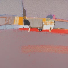 Manse 1 - Contemporary Landscape Oil Pastel  Painting, Warm Tones 