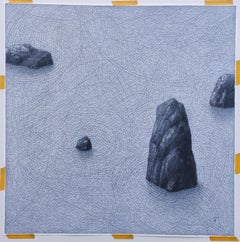 Philosophers Garden - Modern Nature Oil Pastel Painting, Conceptual Art