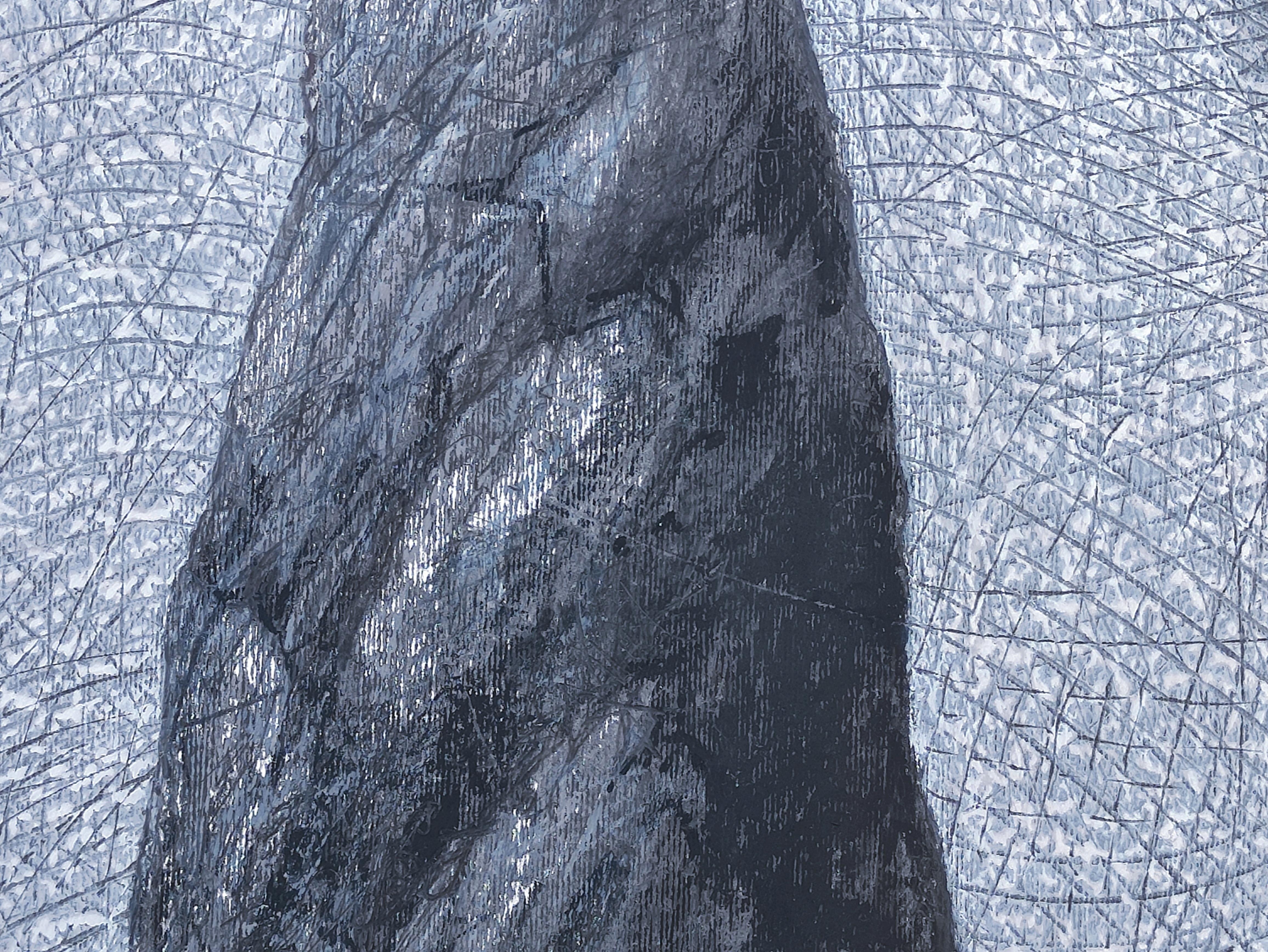 Philosophengarten - Moderne Natur Ölpastellmalerei, Konzeptkunst (Violett), Landscape Painting, von Janusz Kokot