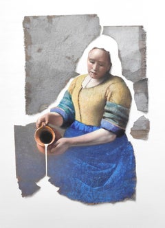 Zitat von Milkmad von Vermeer - Zeitgenössische Porträt Öl-Pastell-Gemälde