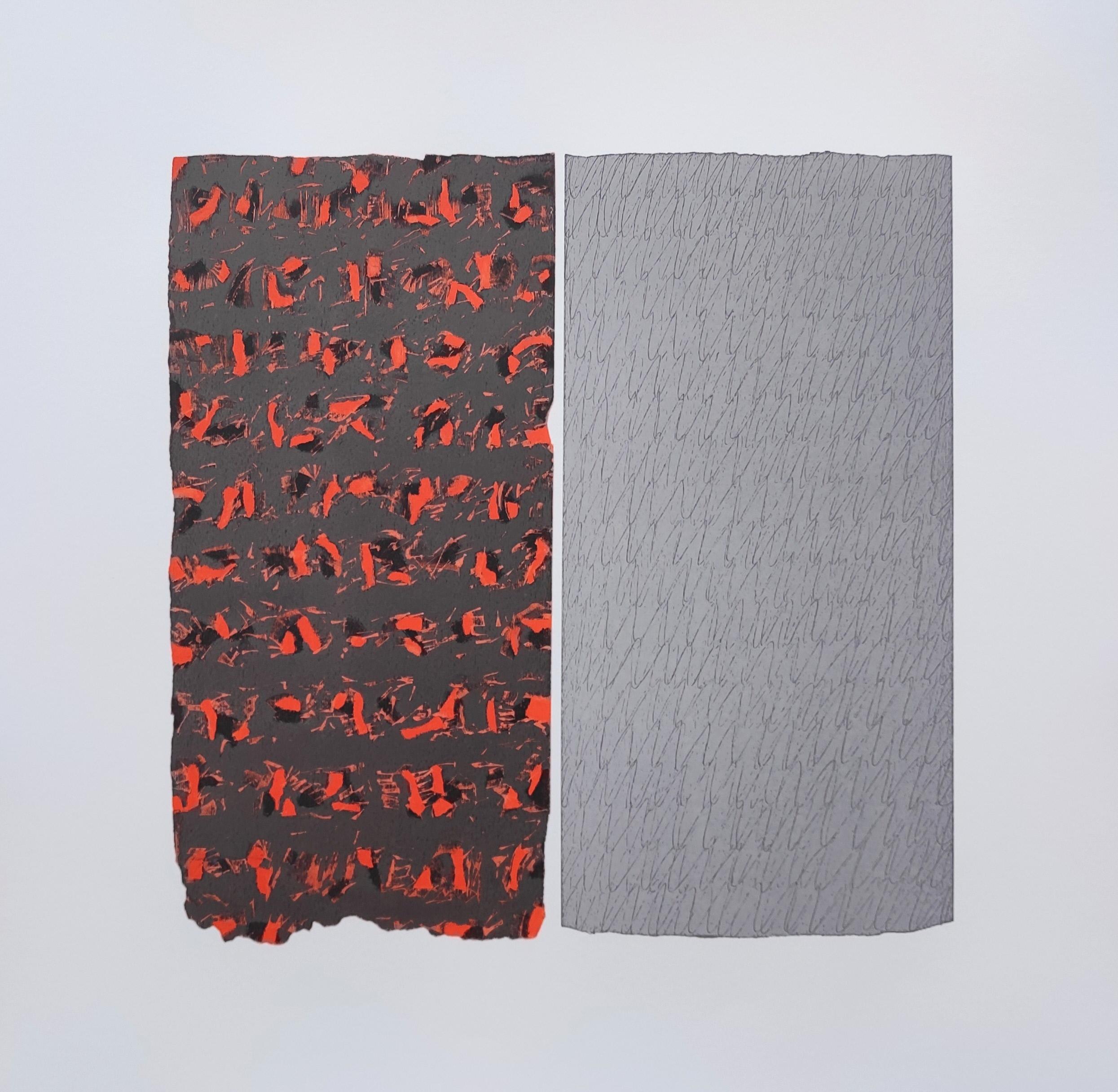 Roter Kardinal  Zeitgenössisches abstraktes, expressionistisches Öl-Pastellgemälde im Angebot 2