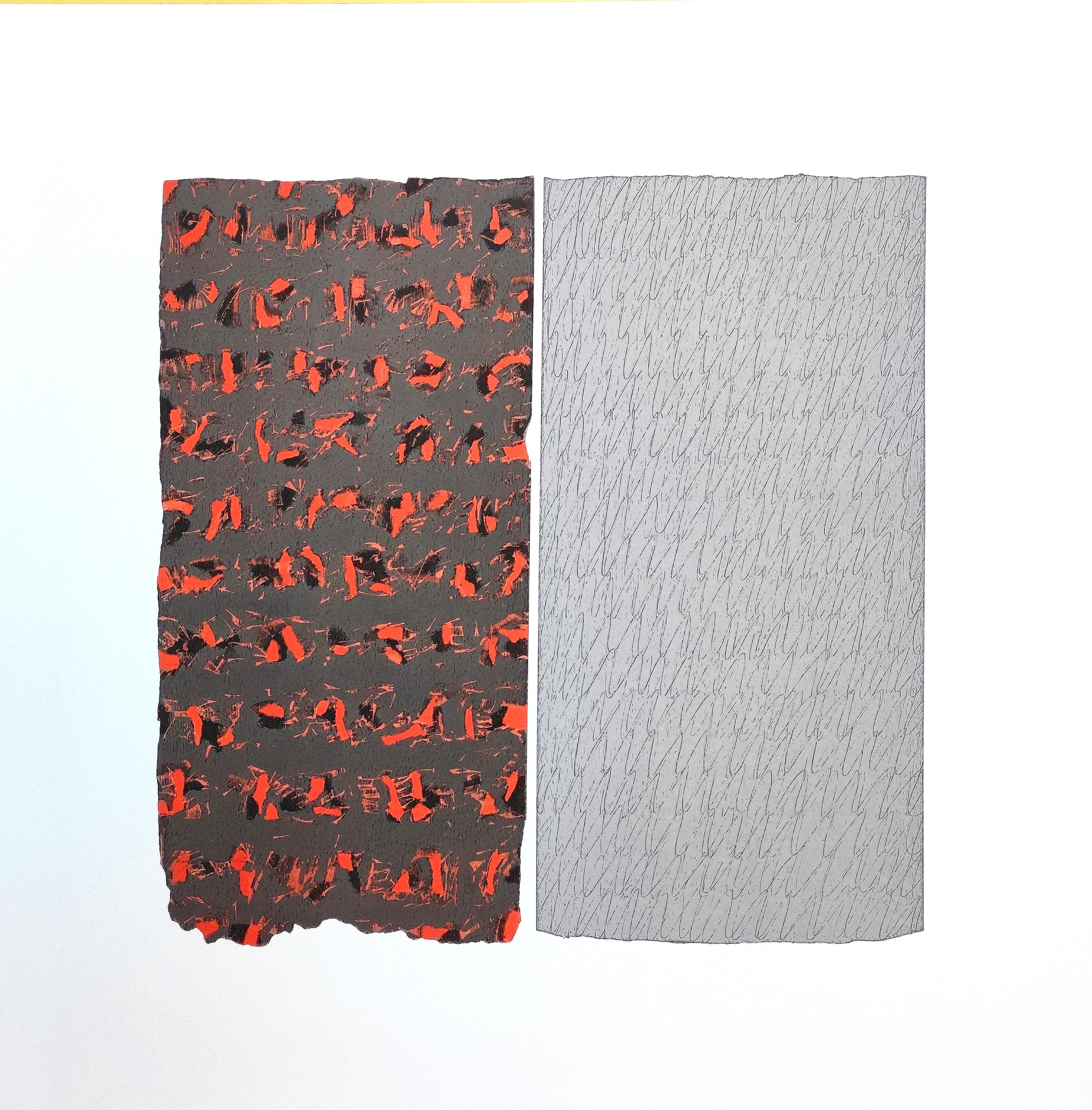 Janusz Kokot Abstract Drawing – Roter Kardinal  Zeitgenössisches abstraktes, expressionistisches Öl-Pastellgemälde