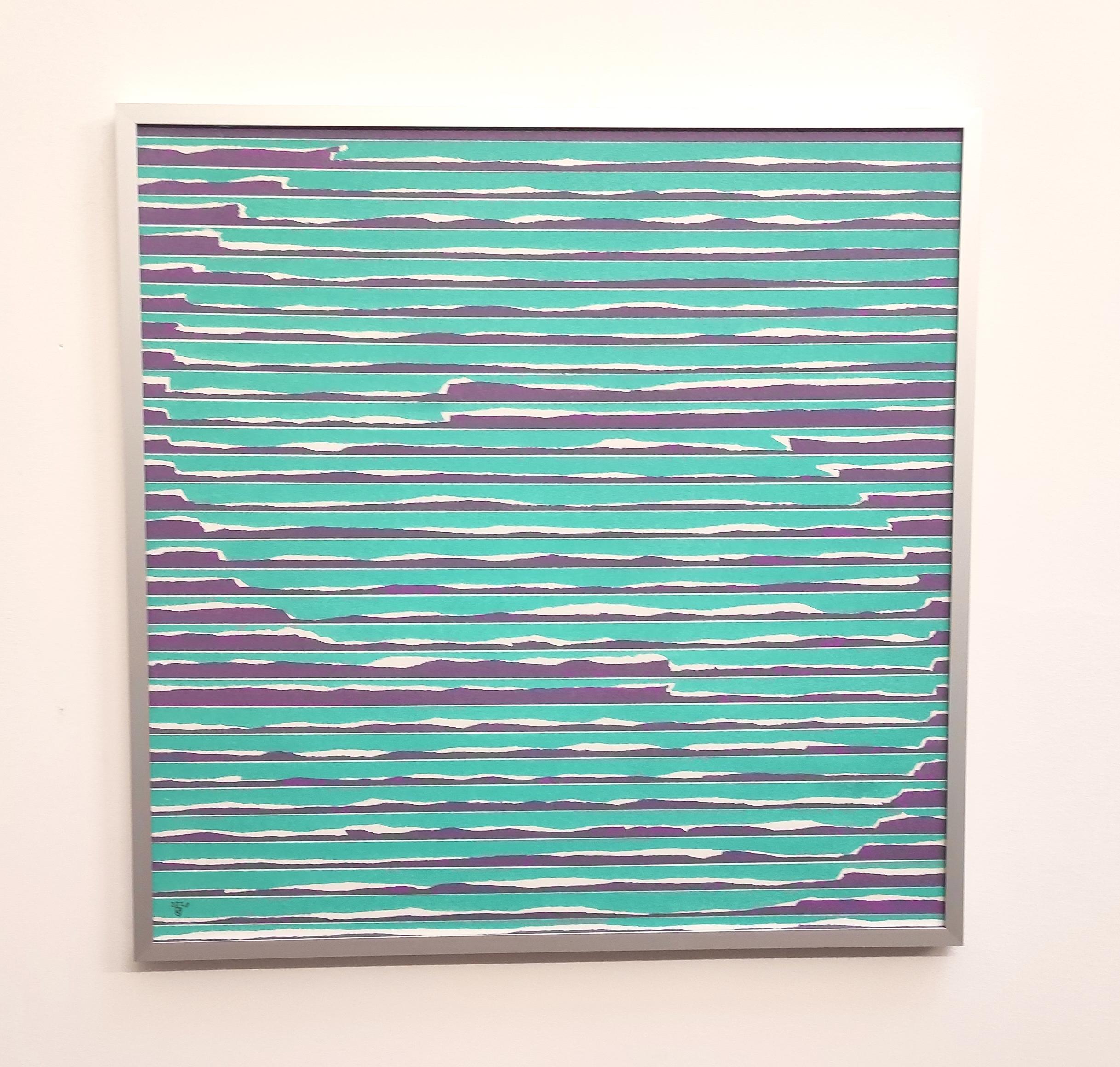 S  dalla serie The Message - Pittura astratta contemporanea a pastello a olio, con cornice - Painting di Janusz Kokot