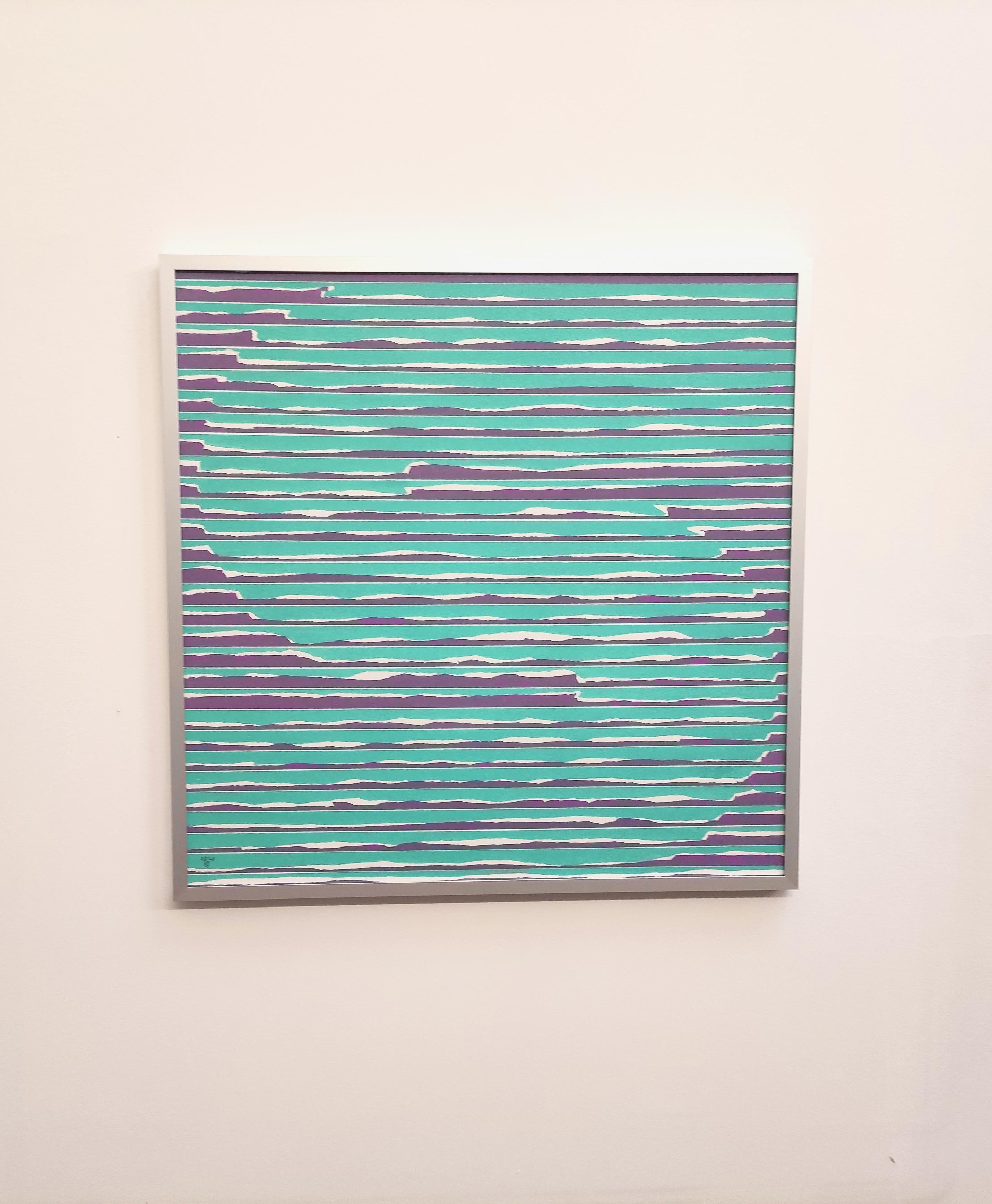 S  dalla serie The Message - Pittura astratta contemporanea a pastello a olio, con cornice in vendita 1