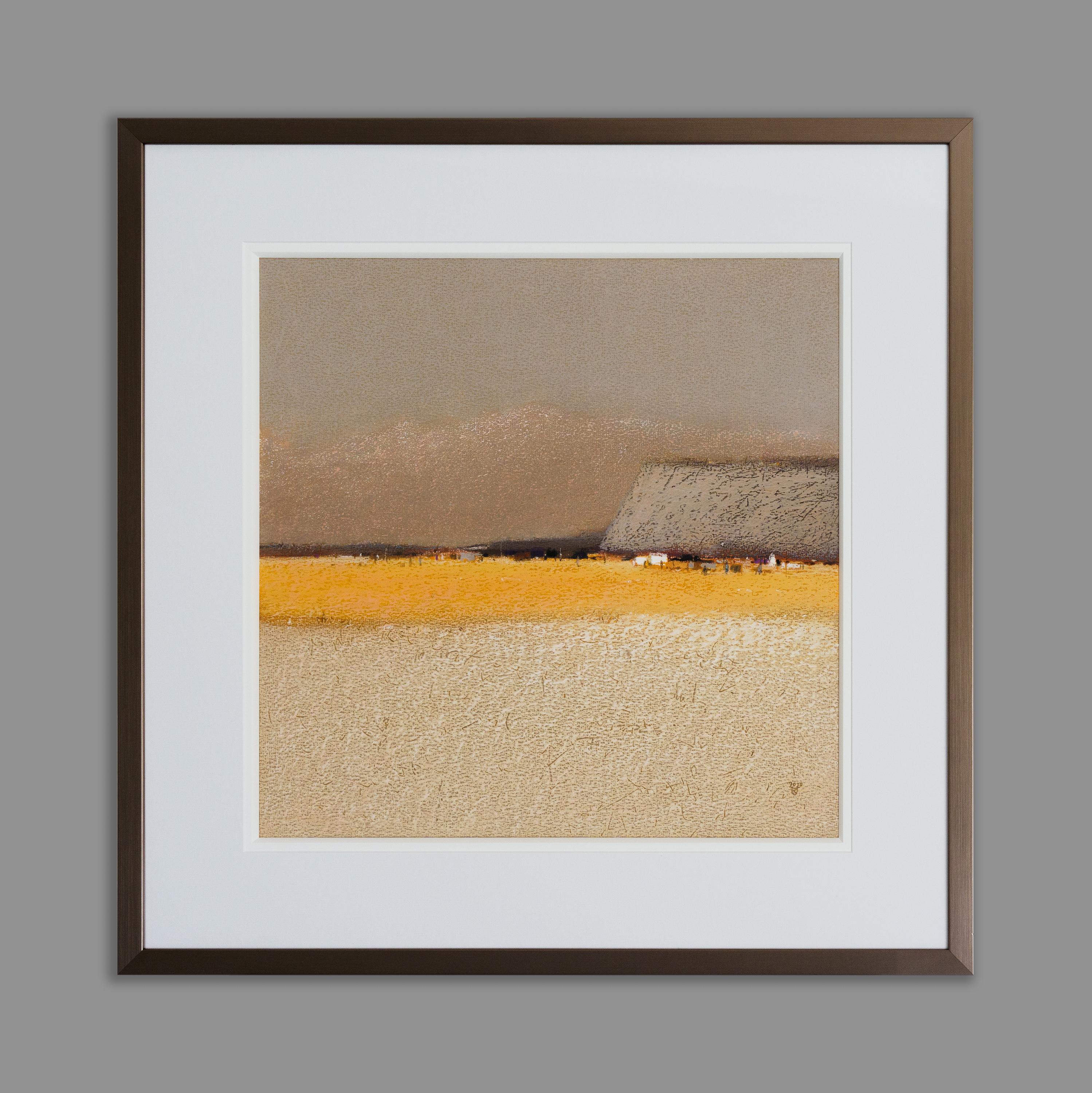 SILK ROAD - Contemporary Landscape Oil Pastel  Painting, Warm Tones - Art by Janusz Kokot