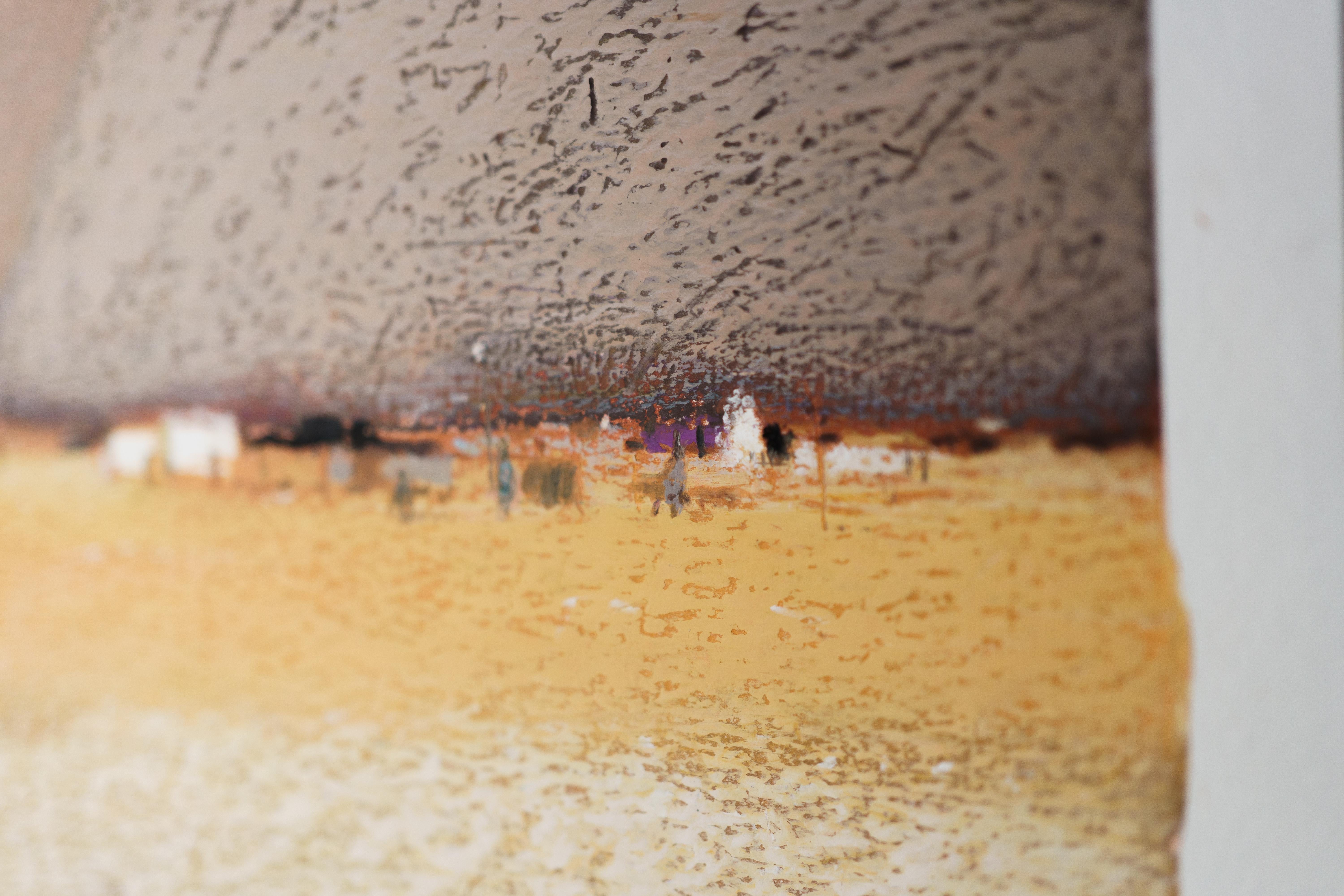 SILK ROAD - Contemporary Landscape Oil Pastel  Painting, Warm Tones 2