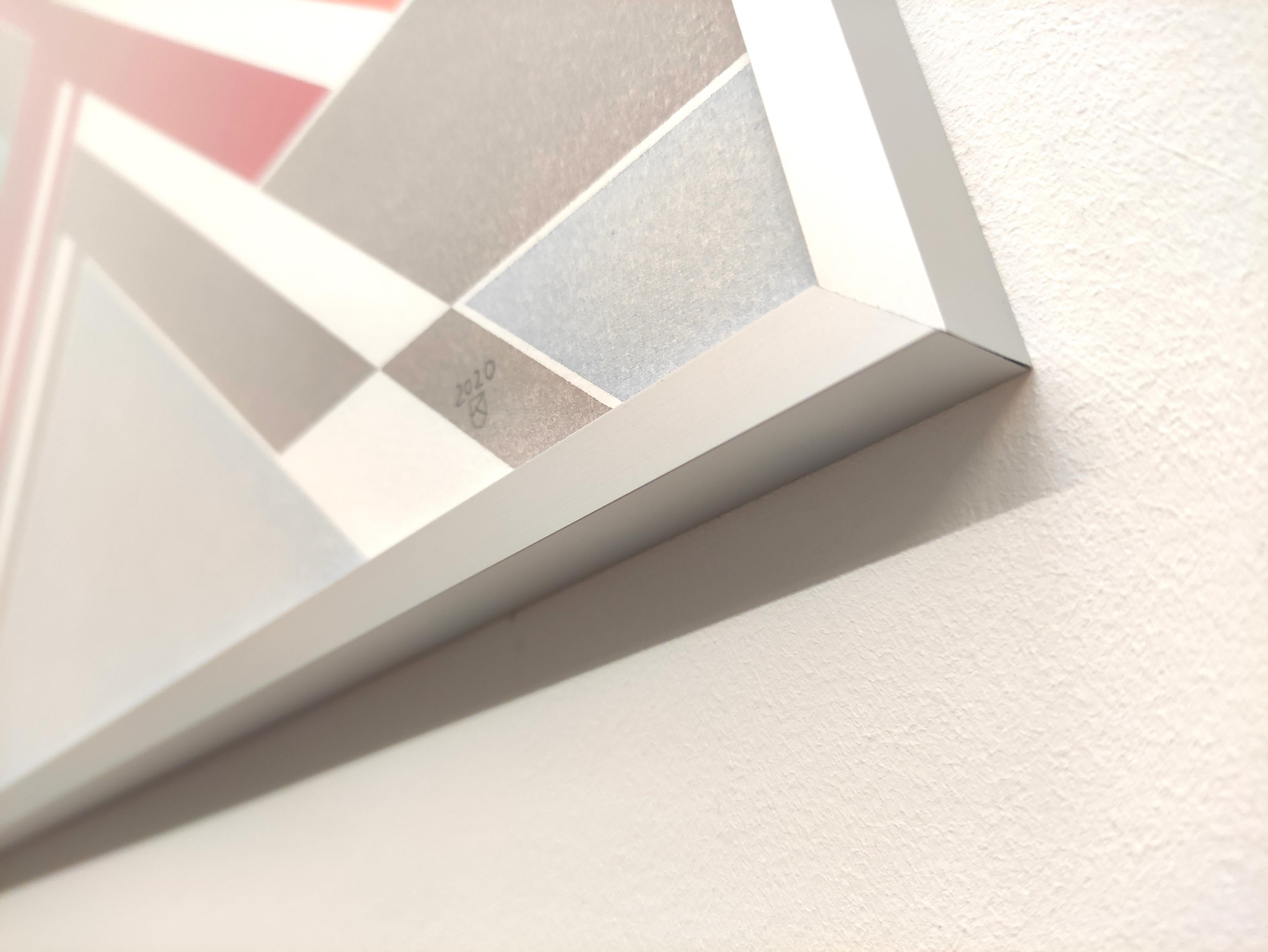 X  Aus der Serie „The Message“ – zeitgenössisches abstraktes Ölgemälde in Pastell, gerahmt (Grau), Abstract Painting, von Janusz Kokot