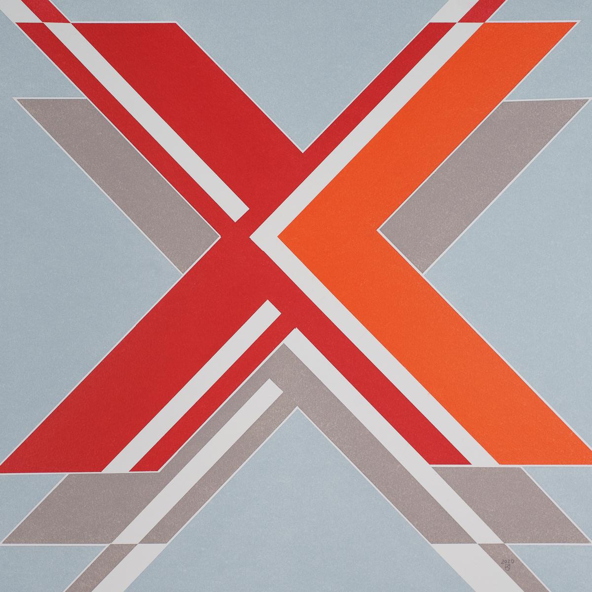 Abstract Drawing Janusz Kokot -  X  from The Message Series - Peinture abstraite contemporaine à l'huile au pastel, encadrée