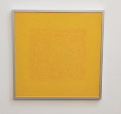 Yellow Square - Contemporary Minimalist Abstract Oil Pastel Painting, Framed