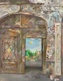 Un Yard. Peinture figurative contemporaine à l'huile et à l'acrylique, Architecture, Art polonais