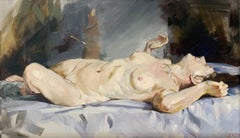 A necklace - Nude Female Portrait Oil Painting, Realistic, Polish artist