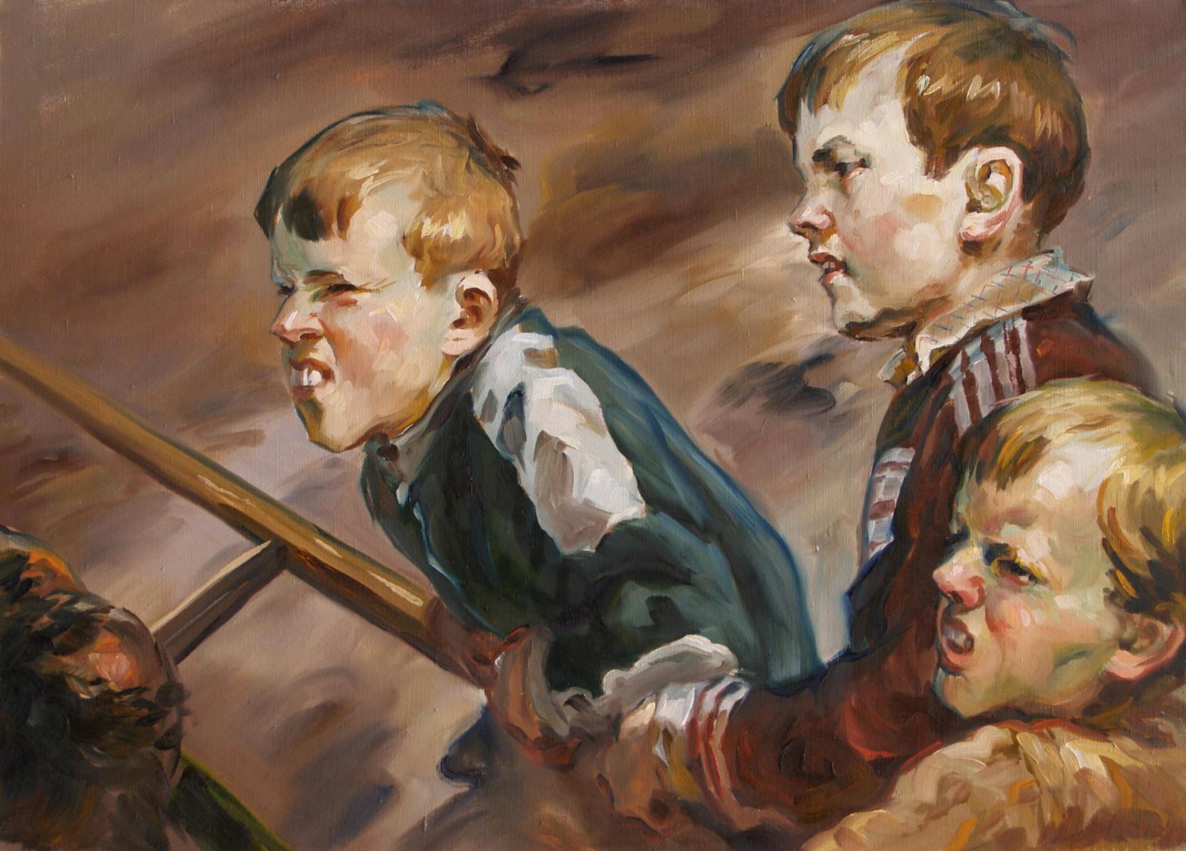 Figurative Painting de Janusz Szpyt - Culo de babuino - Retrato Contemporáneo Pintura al Óleo, Realista