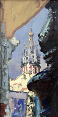 Cracow - Contemporary Cityscape Oil Painting, Realism, Architecture, Figurative