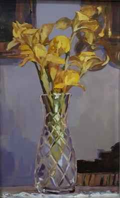 Iris. Natura morta floreale, pittura acrilica, Classico, Realistico, Artista polacco