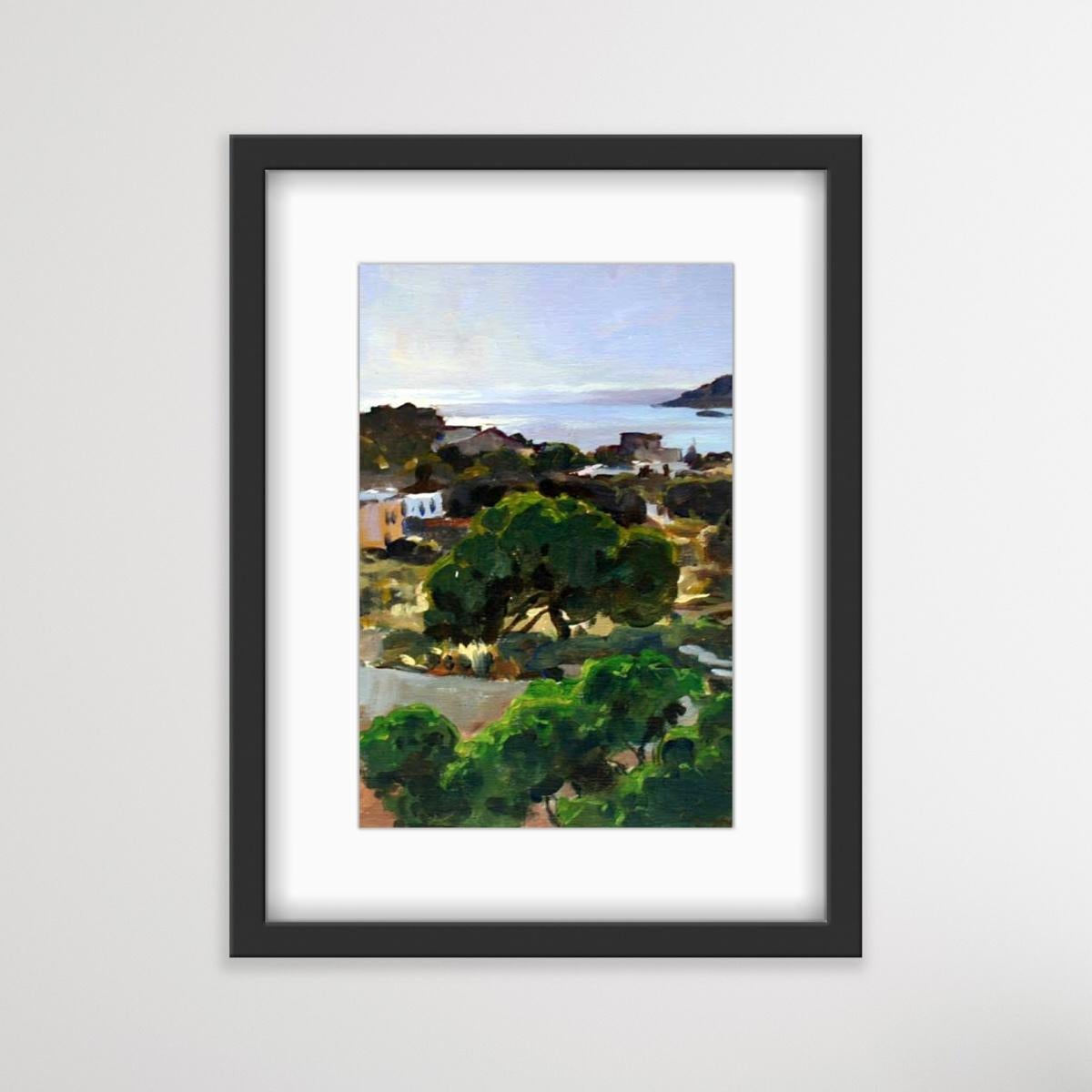 Syros après-midi - XXIe siècle, peinture à l'huile de paysage contemporain, réaliste - Réalisme Painting par Janusz Szpyt