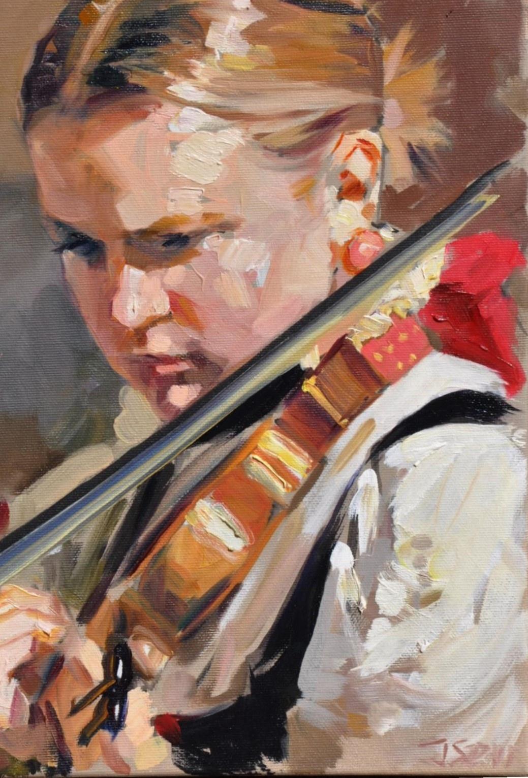 violin oil painting