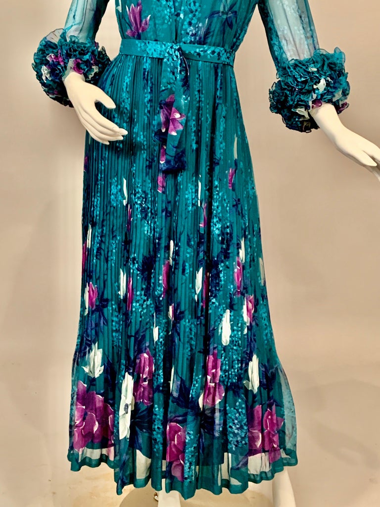 Women's Jany de Saint Orens French Silk Chiffon Dress and Slip with Ruffles and Pleats For Sale