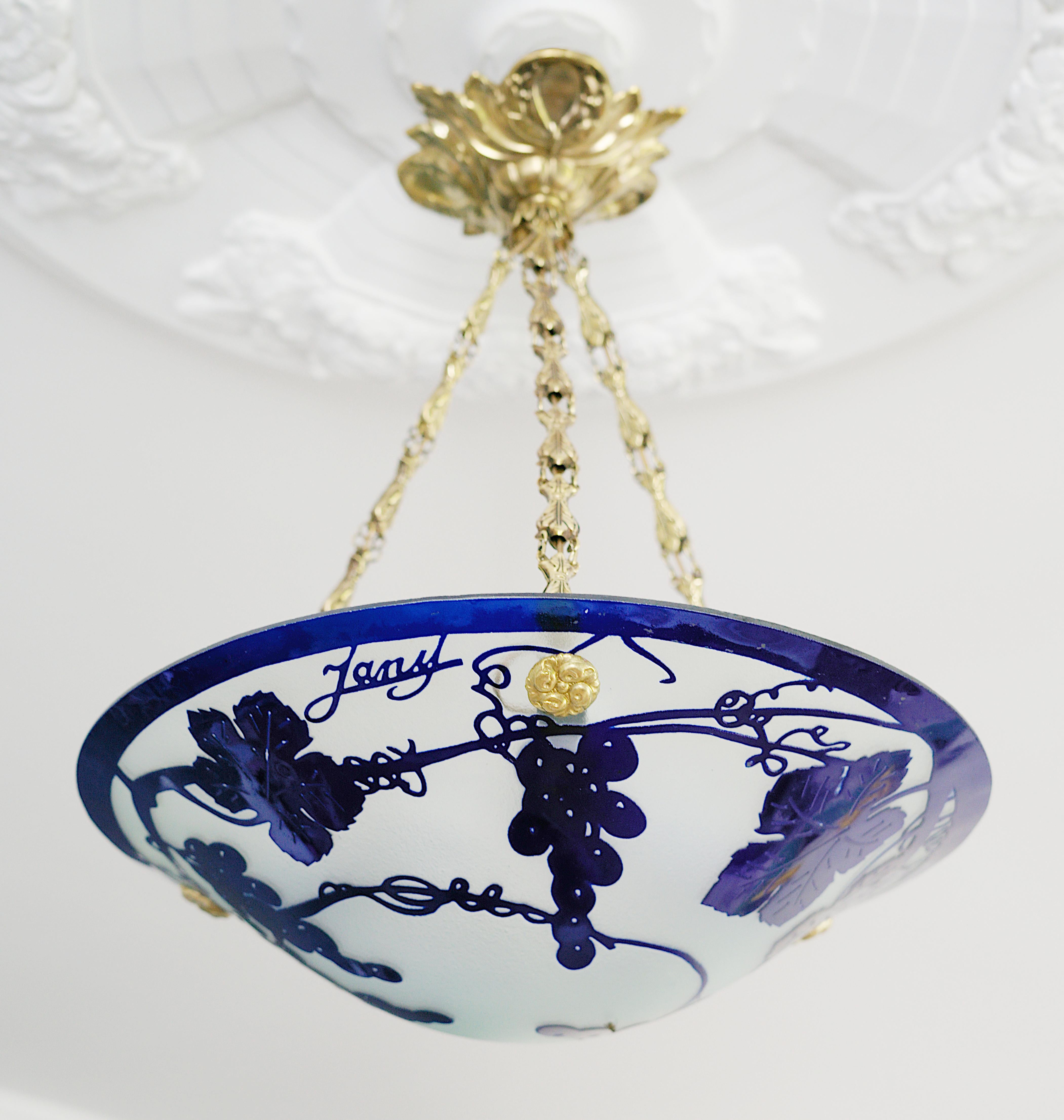 Francese Lampadario a sospensione Art Déco francese JANY, 1920 in vendita