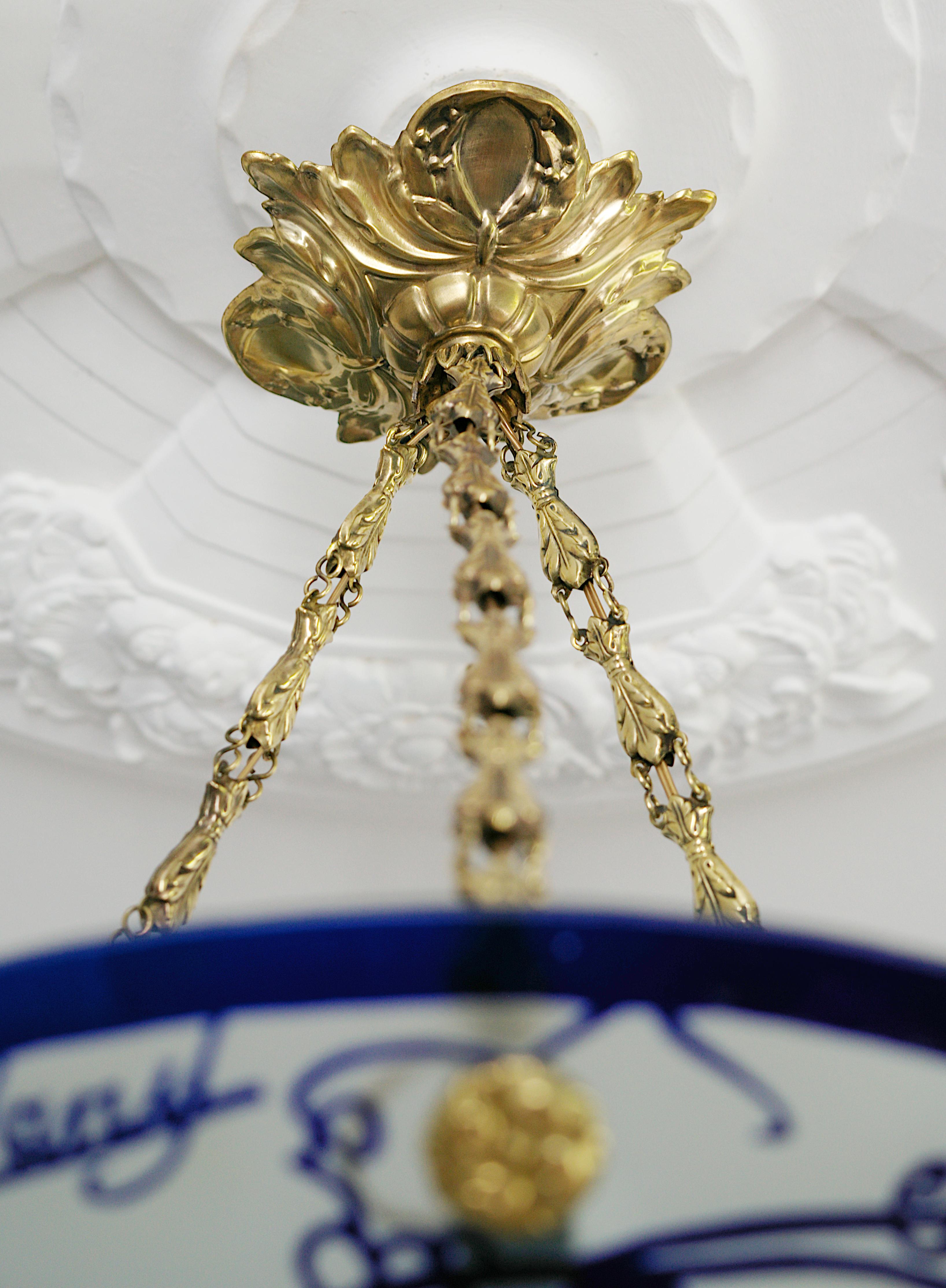 Ottone Lampadario a sospensione Art Déco francese JANY, 1920 in vendita