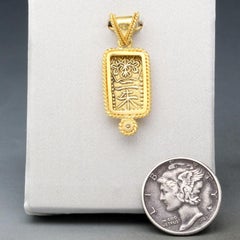 Japan 1800's Samurai Period Rectangular Gold Coin Diamonds 18K Gold Pendant