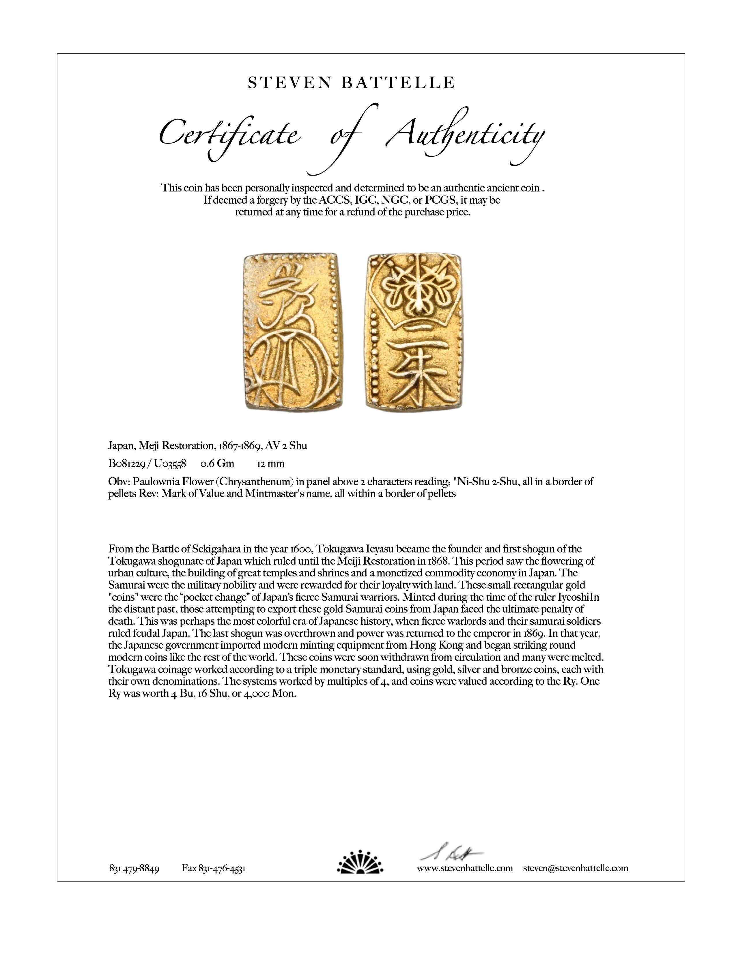 Japan 1800's Samurai Period Rectangular Gold Coin Diamonds 18K Gold Pendant For Sale 1
