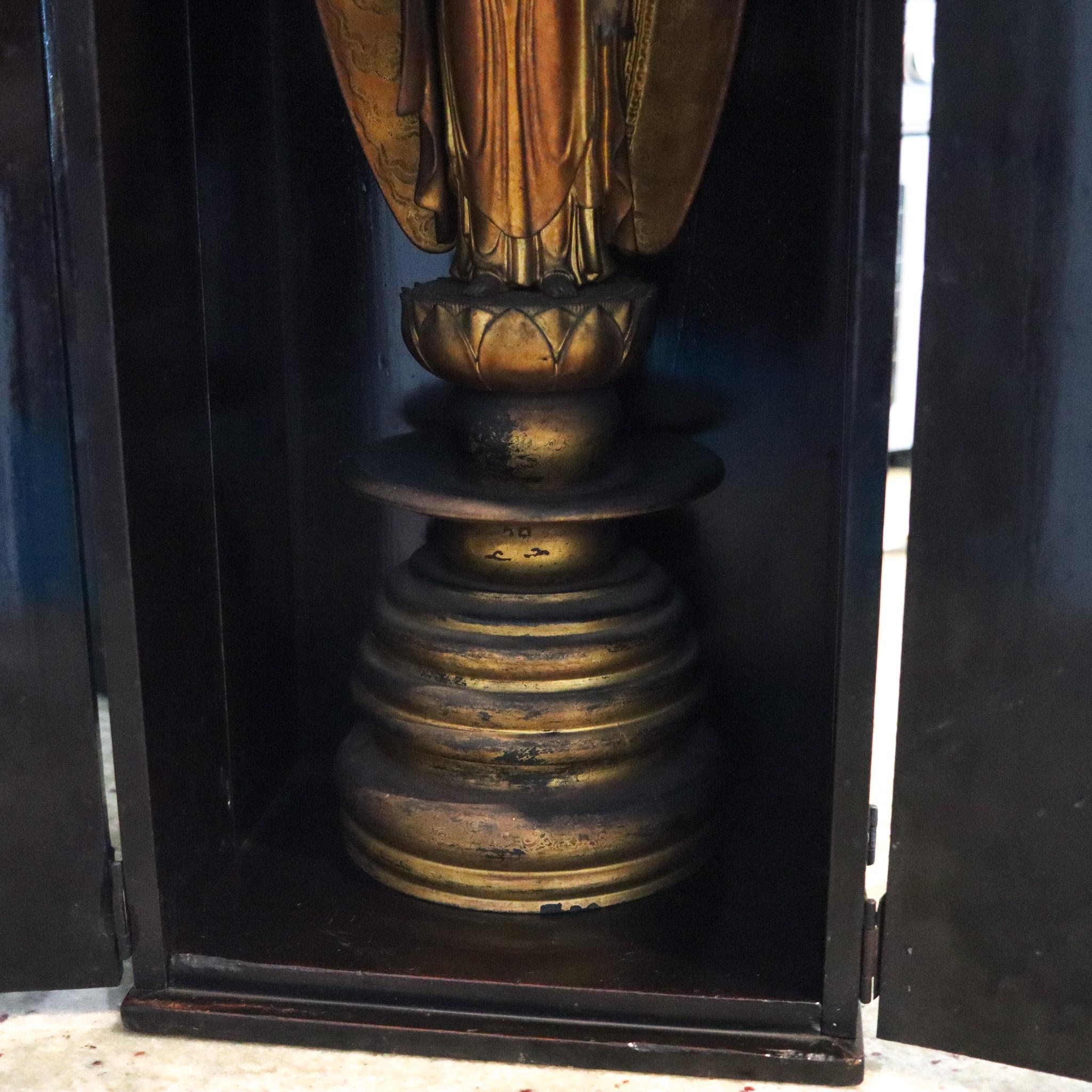 Early 19th Century JAPAN 1810 Edo Period Large Butsudan Home Altar With Amida Nyorai In Wood For Sale