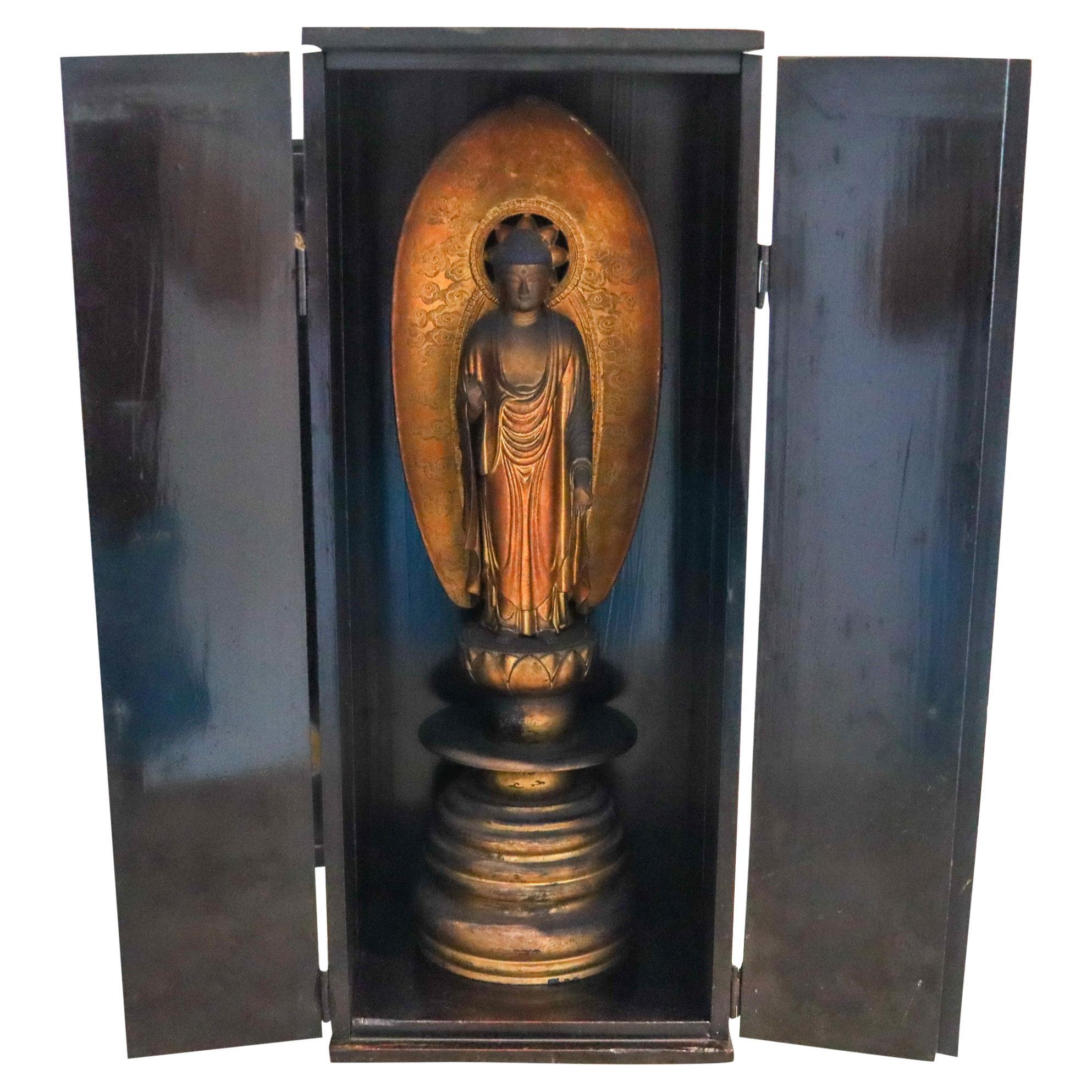 Großer Butsudan-Hausaltar mit Amida Nyorai aus Holz, JAPAN 1810, Edo-Periode