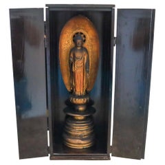 Antique JAPAN 1810 Edo Period Large Butsudan Home Altar With Amida Nyorai In Wood