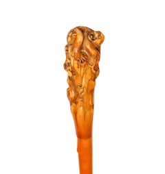 JAPAN 1880 Meiji Highly Detailed Walking Cane With Monkeys In a Bamboo Forest