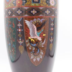 JAPAN 1890-1900 Meiji Period Decorative Six-sided Vase In Cloisonné Enamel