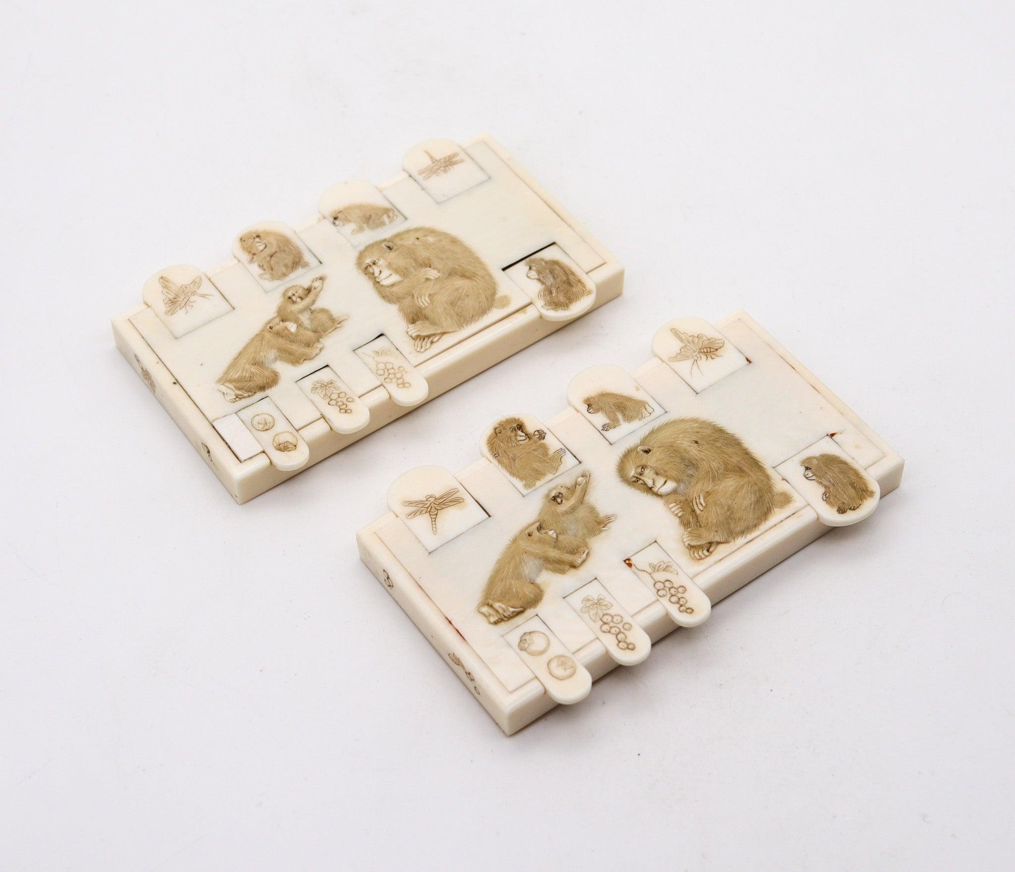 Japanese Bezique whist game counters.

As part of our Japanese works of art collection we are delighted to offer this super quality pair of Bezique or games markers counters from the latter part of the Meiji period during the imperial Japan, circa