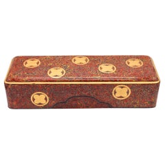 JAPAN 1900 Meiji Period Fubako Box In Hiramaki-e Lacquered Wood With Gilding