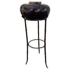 Japan 1900s Meiji Period Bronze Planter on Stand Mailand-Smith