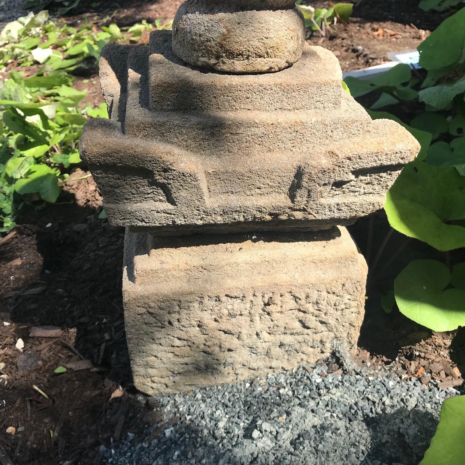 Japanese Antique Stone Stupa Pagoda, 18th Century In Good Condition For Sale In South Burlington, VT