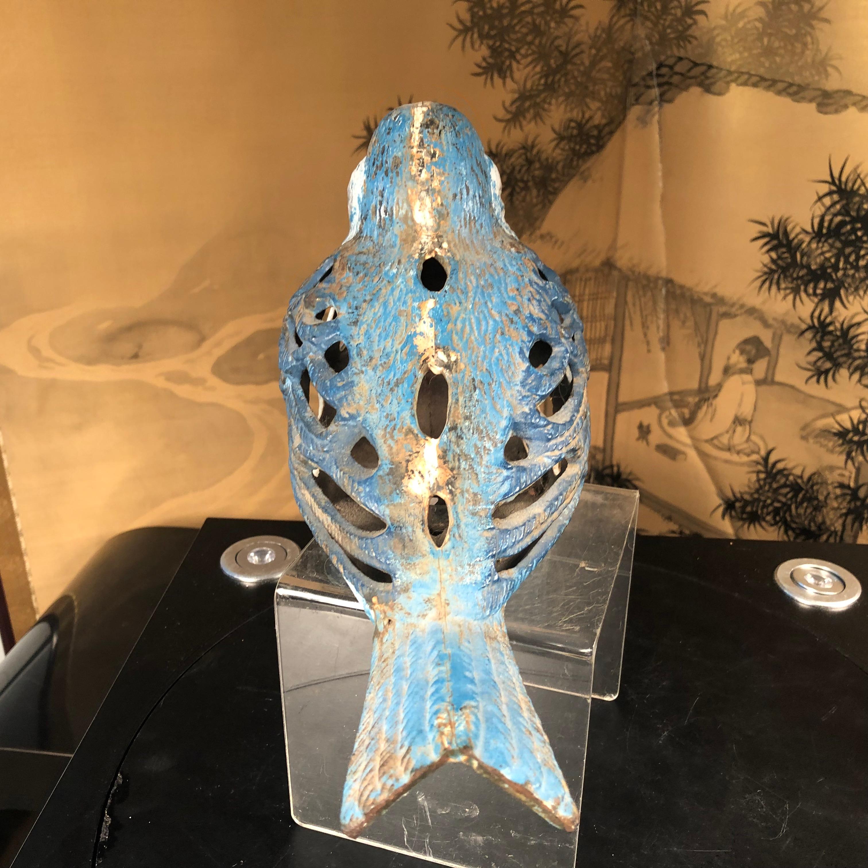 Iron Japan Blue Bird Garden Lantern