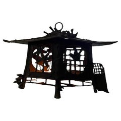 Japan Antique Bronze Birds & Dragonflies Garden Lighting Lantern